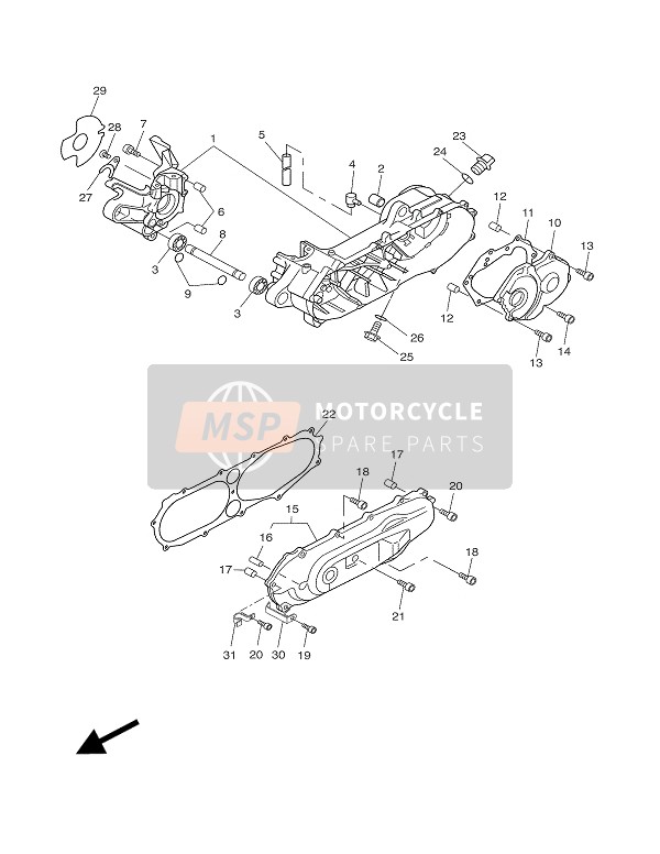 Yamaha CW50 BWS 2003 Crankcase for a 2003 Yamaha CW50 BWS